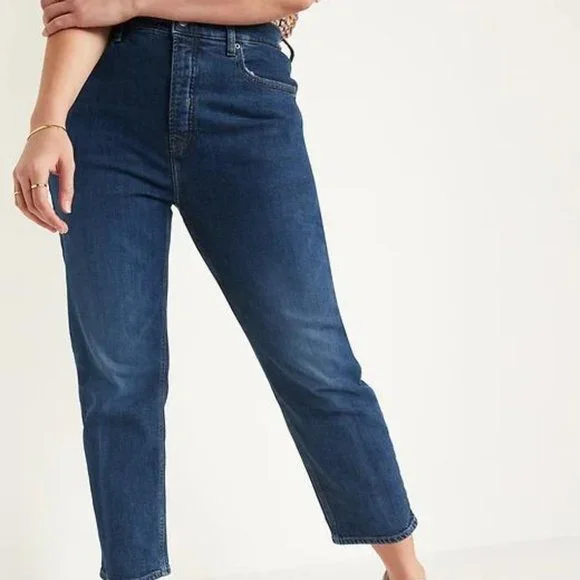 Old Navy Extra High-Waisted Sky-Hi Straight Button-Fly Jeans for Women New - Picture 8 of 12